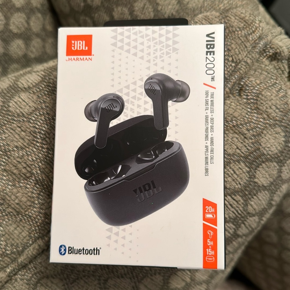 Brand new JBL Wireless Earbuds - Vibe 200. Never opened!